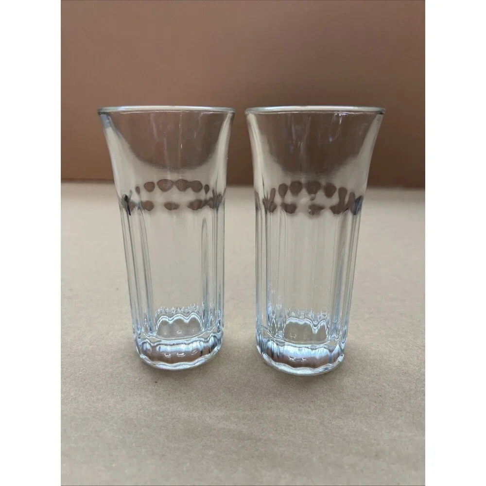 Libbey Paneled Tall Cordial Glasses Cocktail 4.25” Tall Set of 2 Vintage Rare